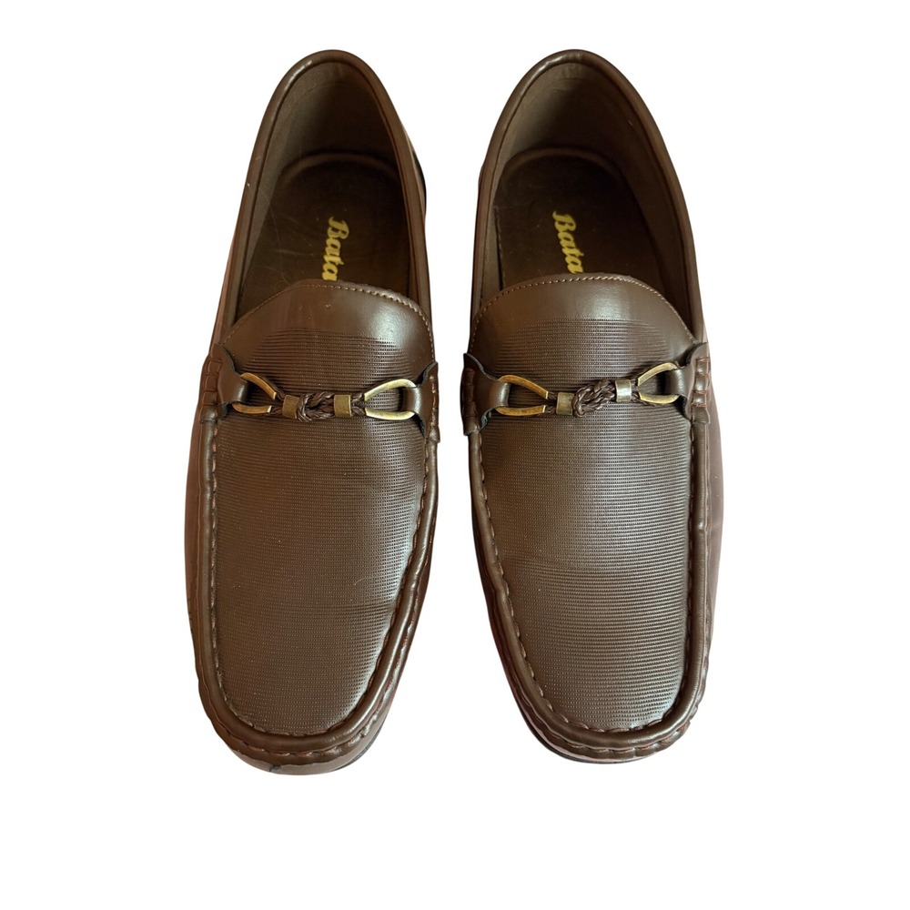 Bata Life Natural Mens Brown Textured Bit Loafers Slip On Shoes 831-4155 9